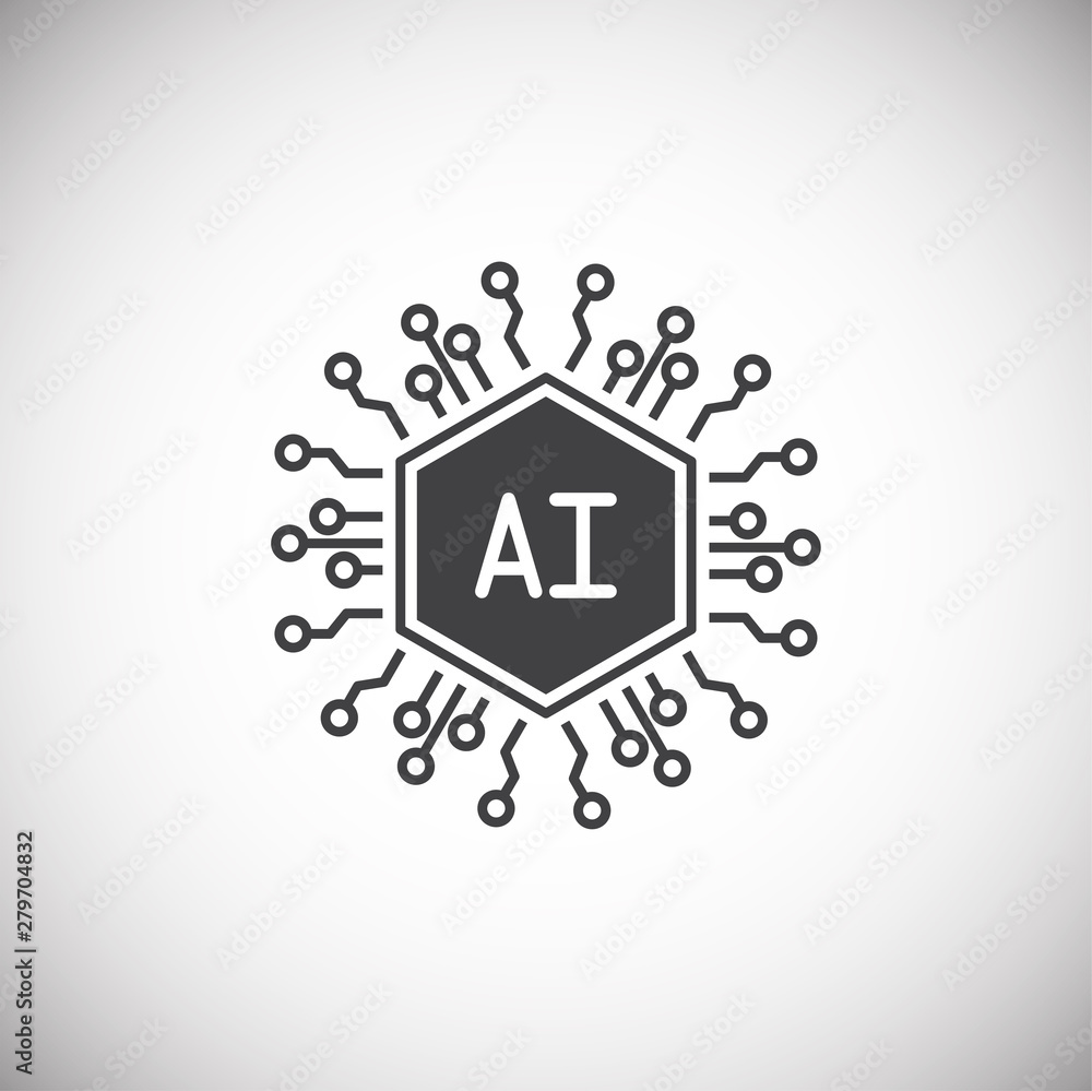 Poster artificial intelligence ai related icon on background for graphic and web design. simple illustratio