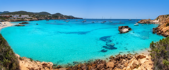 Ibiza Cala Tarida beach in Balearic Islands