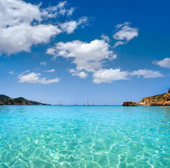 Ibiza Cala Tarida beach in Balearic Islands