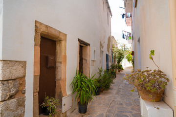 Fototapeta na wymiar Ibiza Eivissa downtown Dalt Vila facades