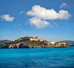 Fototapeta na wymiar Ibiza Eivissa Castle and skyline in Balearics