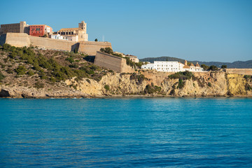 Fototapeta na wymiar Ibiza Eivissa Castle and skyline in Balearics
