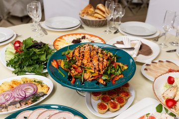 Well-laid table with starters