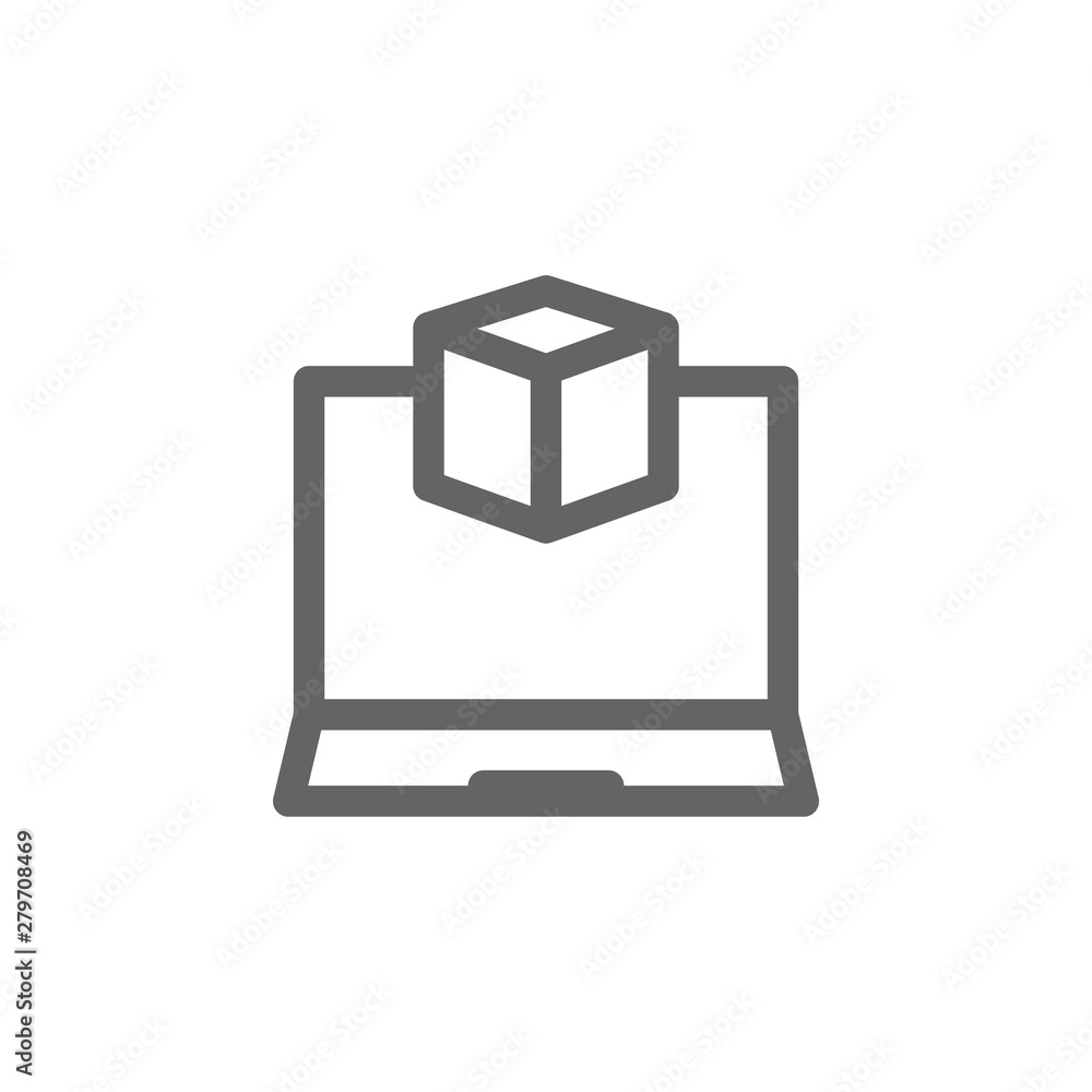 Poster 3d create laptop icon. element of simple icon