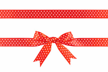Red ribbon bow isolated on white background
