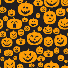 Abstract seamless pumpkin pattern for girls,boy, kids, halloween, clothes. Creative vector halloween pattern with pumpkin scary face, smile. Funny pumpkin pattern for textile and fabric. Fashion style