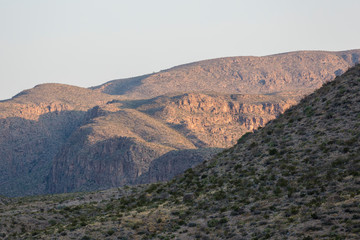 Landscape view of Big Bend National Park during the sunset in Texas.