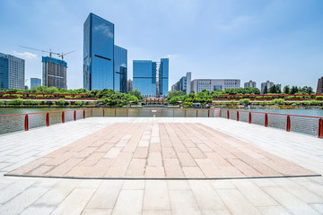 Obraz na płótnie Canvas China Foshan CBD Building and Qiandeng Lake Square Empty Ground