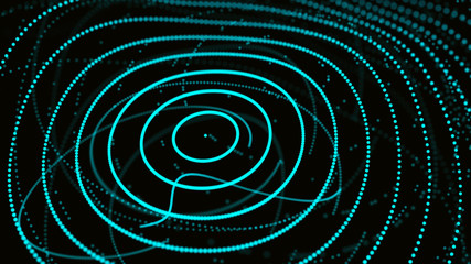 Abstract dynamic wave of particles. Network of bright points or dots. Big data. Digital background. Spider's web. 4K illustration. 3d rendering.