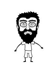 vollbart zwerg klein lustig haare kopf comic cartoon holzfäller freak biker hard rock schnurrbart bart gesicht sommer cool brille clipart design logo