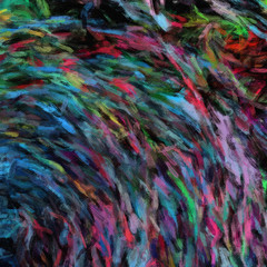 Contemporary abstraction wall art print, modern beautiful pattern background, fashion fantasy style oil painting artwork, volume brush strokes on canvas, colorful artistic print or poster