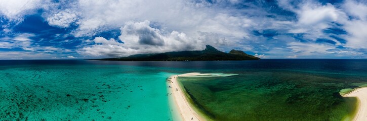 Aerial view of a beautiful offshore sandbar in the southern Philippines (White Island, Camiguin)