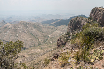 Landscape view of Big Bend National Park as seen from the top of the Chisos Basin (Texas).