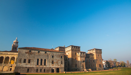 Fototapeta premium Medieval fortress, Gonzaga Saint George (Giorgio) castle in Italy, Mantua (Mantova)