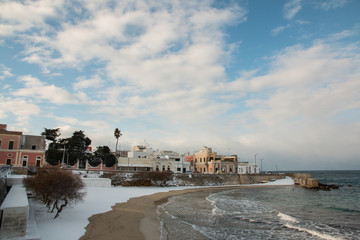 Santa Maria al Bagno beach after a exceptional snowfall