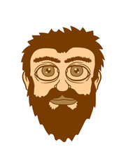 vollbart haare kopf gruselig comic cartoon holzfäller freak biker hard rock schnurrbart bart gesicht sommer cool brille clipart design logo