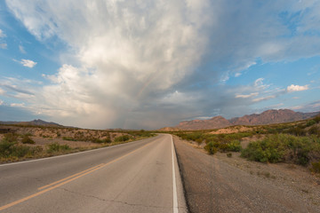 Desert landscape view of Big Bend National Park during the day in Texas.