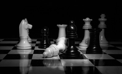 Chess board  black and white photo