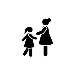 Mother girl school meet pictogram icon