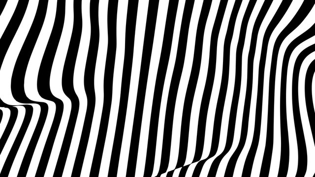 Optical illusion wave. Abstract 3d black and white illusions. Horizontal lines stripes pattern or background with wavy distortion effect. Vector illustration. © Vadym