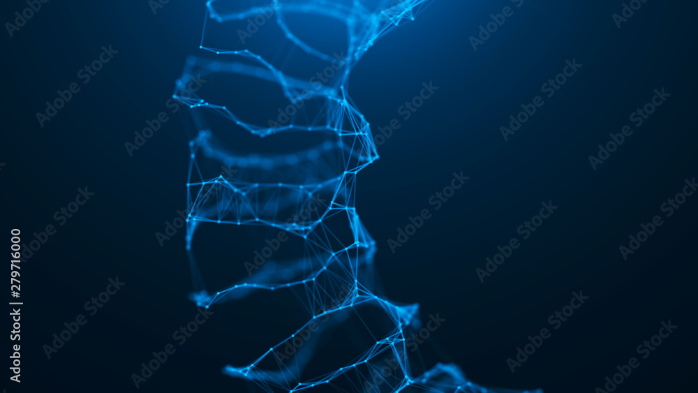 Poster geometric shape for design. sound wave. the torus consisting of points. 3d rendering. data array vis