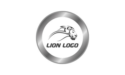 Lion inside metal ring logo