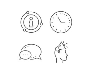 Brand ambassador line icon. Chat bubble, info sign elements. Megaphone sign. Advertisement device symbol. Linear brand ambassador outline icon. Information bubble. Vector