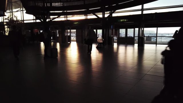 London, Stansted airport arrival terminal reception welcome gate people walking