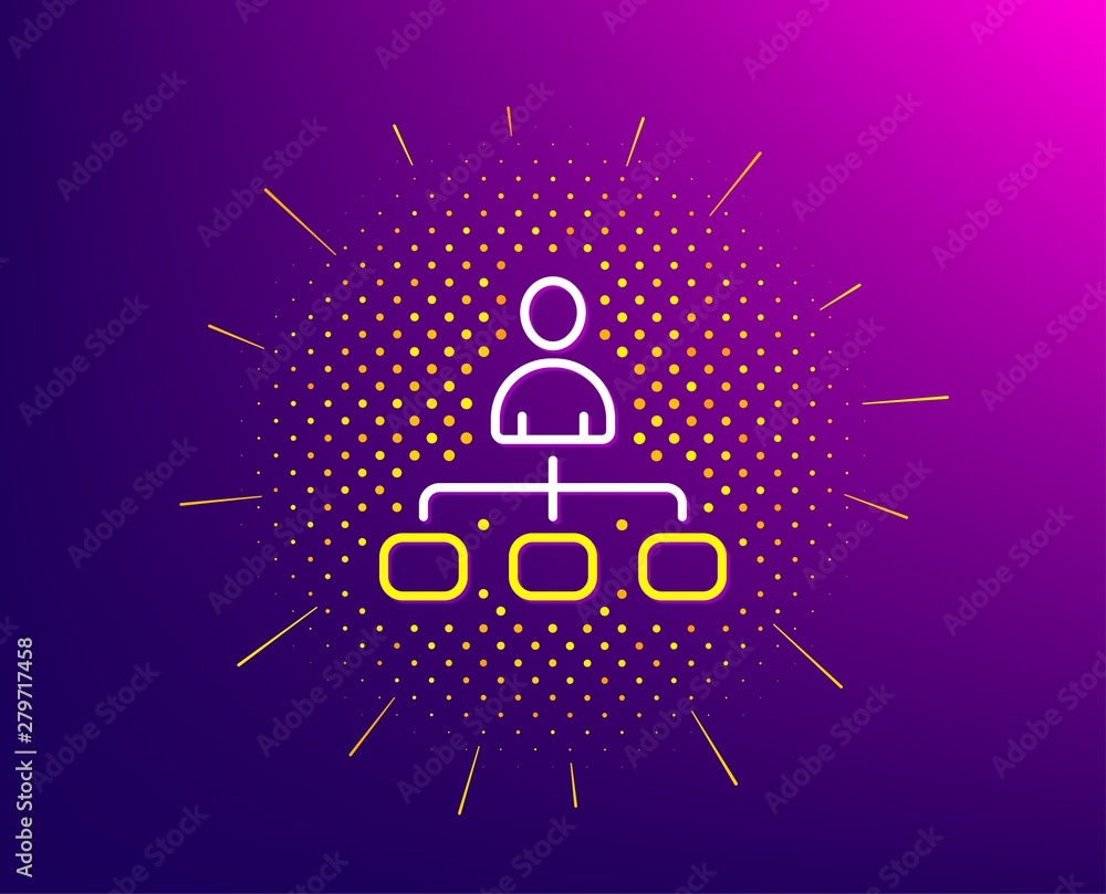 Poster management line icon. halftone pattern. business strategy sign. development symbol. gradient backgro