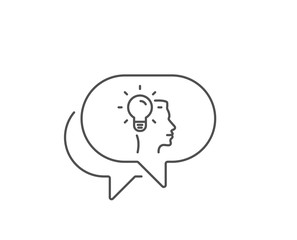 Business Idea line icon. Chat bubble design. Light bulb symbol. Human head sign. Outline concept. Thin line idea icon. Vector