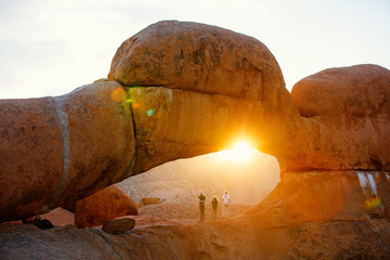 Family hiking in Spitzkoppe Namibia