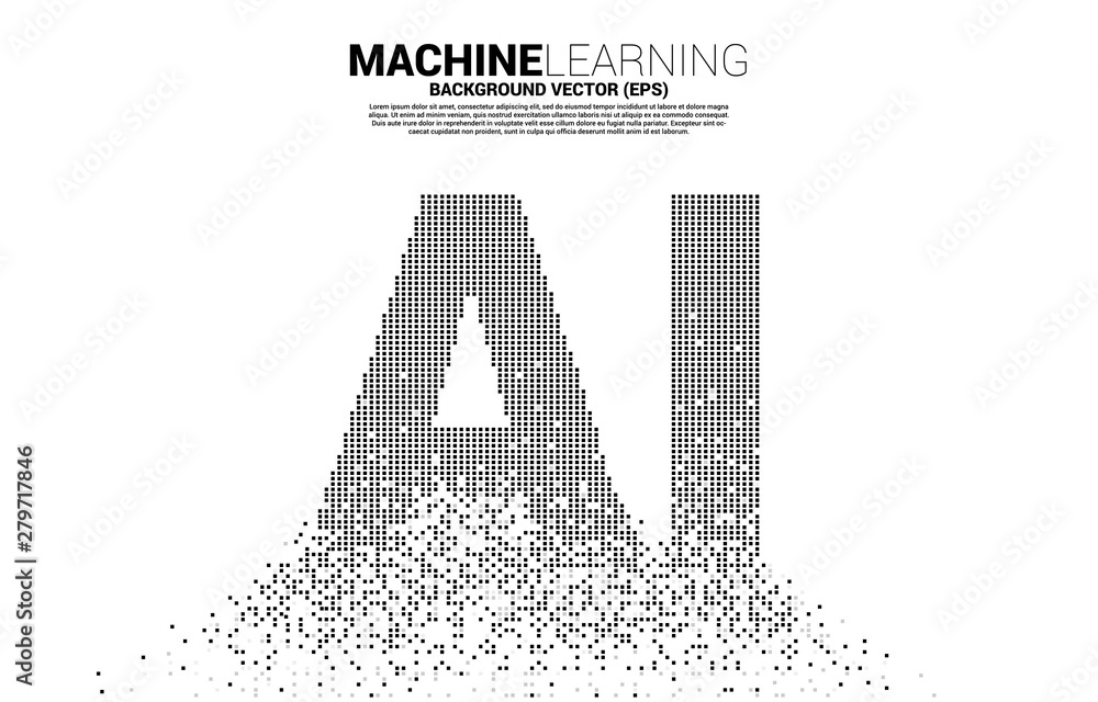 Aufkleber AI wording from pixel transform. concept of machine learning and Artificial Intelligence technology