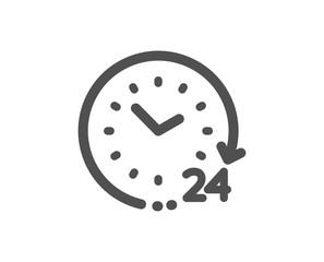 Clock sign. 24 hours time icon. Watch symbol. Classic flat style. Simple 24 hours icon. Vector