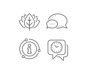 Time management line icon. Chat bubble, info sign elements. Clock watch sign. Deadline symbol. Linear clock outline icon. Information bubble. Vector