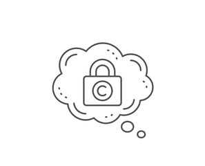 Copyright locker line icon. Chat bubble design. Copywriting sign. Private Information symbol. Outline concept. Thin line copyright locker icon. Vector
