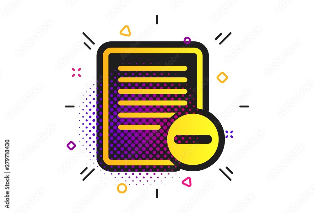 Poster Text file sign icon. Halftone dots pattern. Delete File document symbol. Classic flat delete icon. Vector