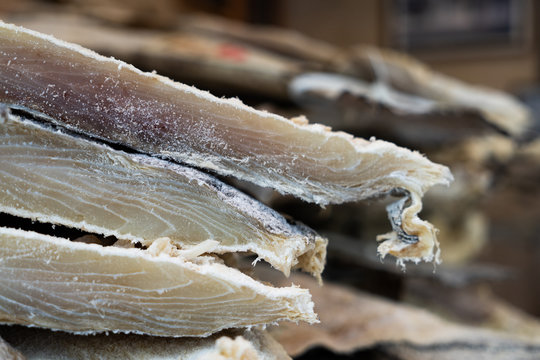 Salted And Dried Cod Being Sold At Local Grocery Shop