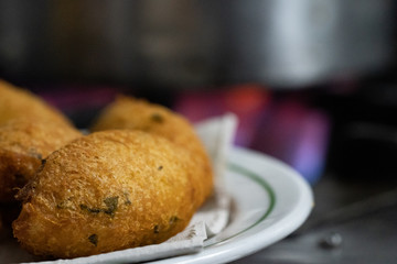 Cod fish cakes being prepared