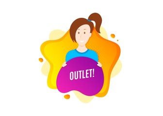 Outlet symbol. Cut out people badge. Special offer price sign. Advertising discounts. Dynamic shape offer. Outlet text. Cut out people dynamic banner. Worker person badge. Vector