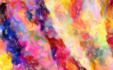 Zelfklevend Fotobehang Mix van kleuren Mode olieverfschilderij stijl abstracte textuur achtergrond, rommelige lijnen en spatten op canvas