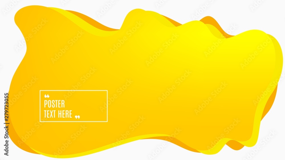 Poster blurred background. geometric liquid shape. abstract yellow gradient design. dynamic shape backgroun