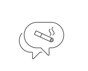 Smoking area line icon. Chat bubble design. Cigarette sign. Smokers zone symbol. Outline concept. Thin line smoking icon. Vector