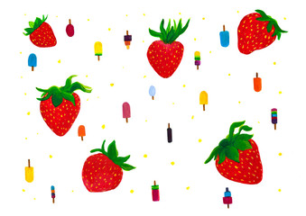 Strawberries and ice lollies pattern
