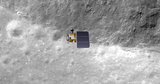 Top-down view of LRO positioning itself for a data gathering pass above new craters and ejecta, Mare Insularum. Elements of this image furnished by NASA