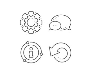 Recovery info line icon. Chat bubble, info sign elements. Backup data sign. Restore information symbol. Linear recovery data outline icon. Information bubble. Vector