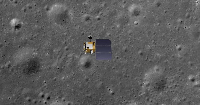 Top-down view of LRO positioning itself for a data gathering pass above XTARGET. Elements of this image furnished by NASA