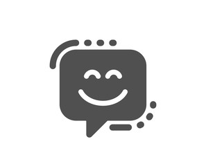 Happy emoticon chat sign. Smile face icon. Speech bubble symbol. Classic flat style. Simple smile face icon. Vector