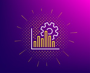 Seo graph line icon. Halftone pattern. Search engine optimization sign. Analytics symbol. Gradient background. Seo graph line icon. Yellow halftone pattern. Vector