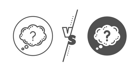 Quiz chat bubble sign. Versus concept. Question mark line icon. Line vs classic question mark icon. Vector
