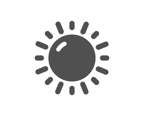 Summer sun sign. Sunny weather forecast icon. Classic flat style. Simple sunny weather icon. Vector